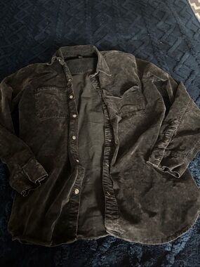Lucky brand Washed Black velvet Button-Up Shirt Jacket S